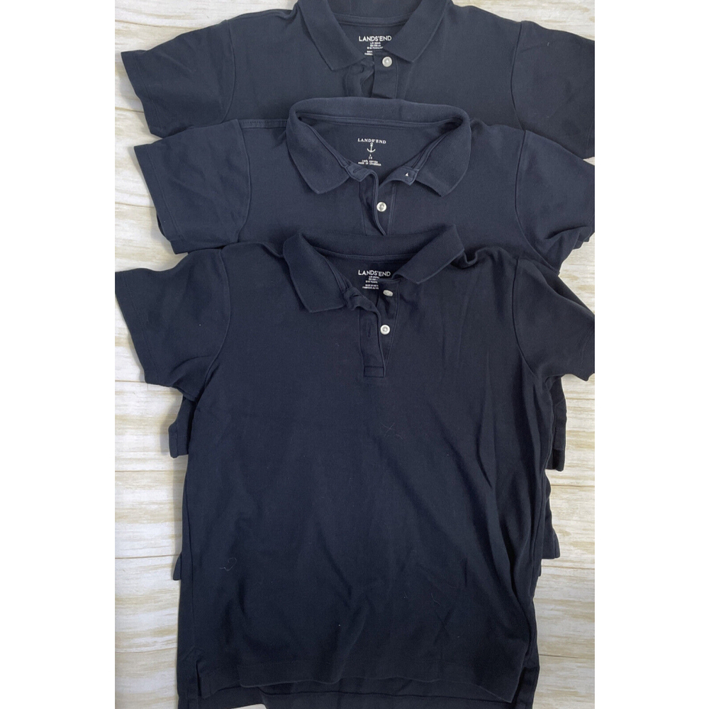 Lands' End Uniform Girl's Short Sleeve Active Polo Shirt Classic Navy Large 14